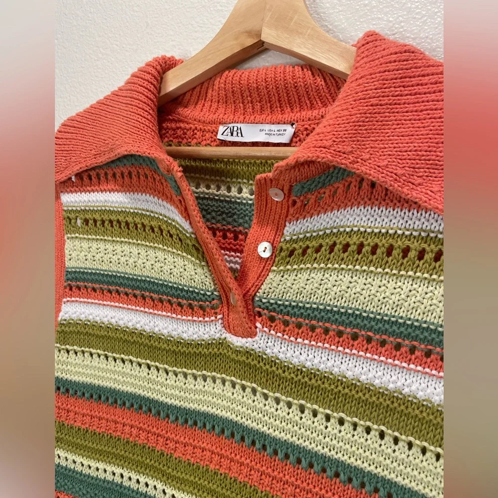 Zara Multicolor Crochet Dress Size Large Cottagecore Y2K - Picture 5 of 8